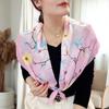 Large 95cm Square Korean Silk Chiffon Scarf for Women - Printed Neck or Head Scarf