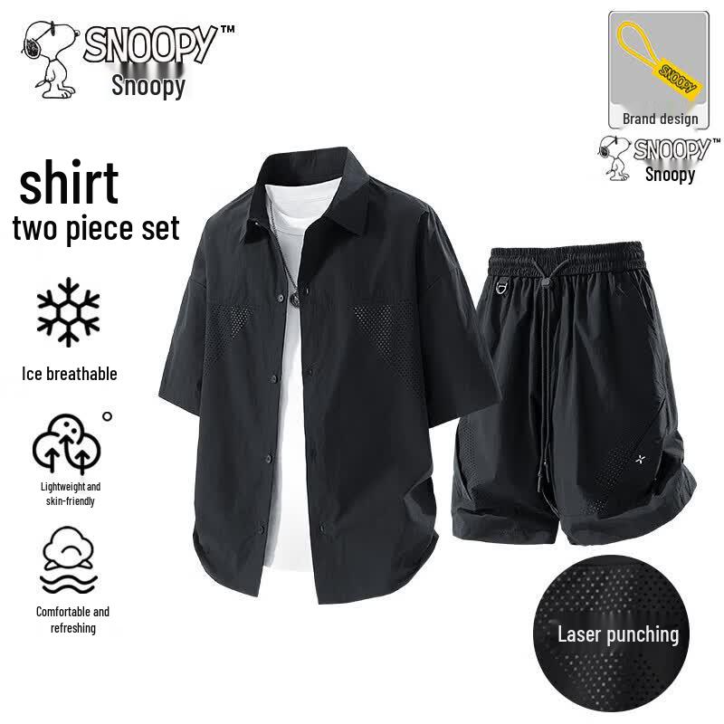 

SNOOPY Summer Cool Breathable Short Sleeve Sport Shirt & Shorts Set M