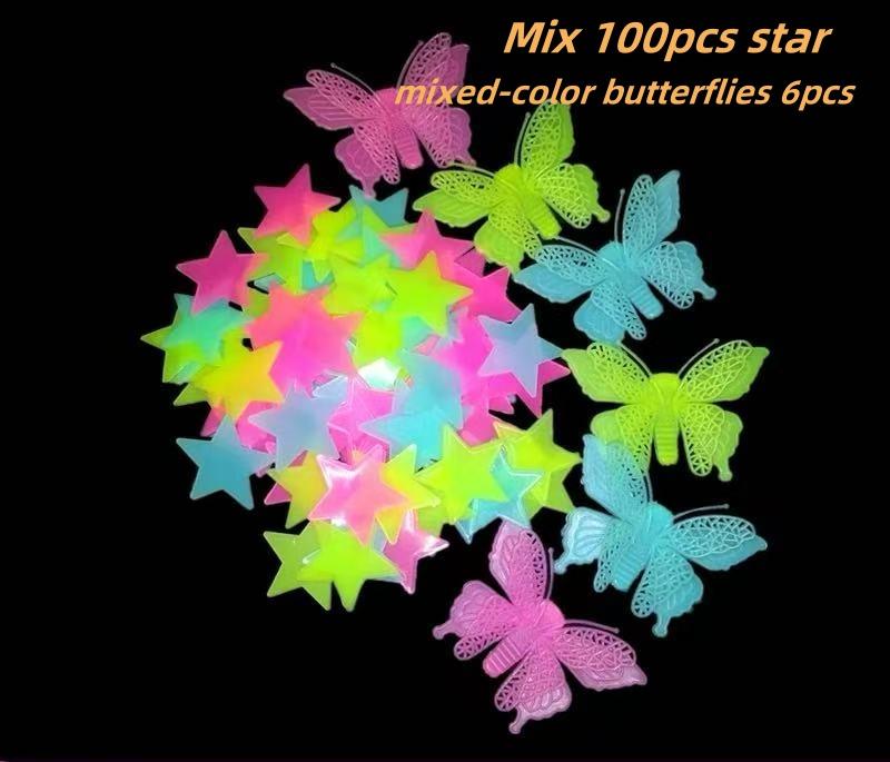 100/300 BUC Stele Luminoase în Întuneric Autocolante de Perete Fluorescente Adezive 3D Decorațiuni pentru Casă Cameră Copii Bebeluși Plafon