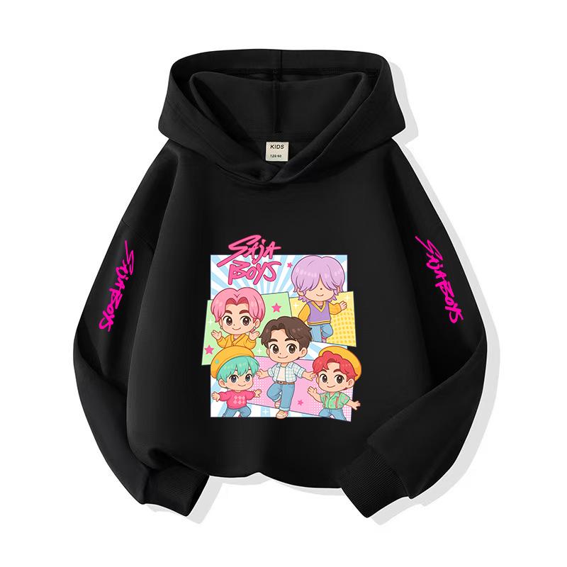 Kpop Halloween Kids Hooded Sweatshirt Christmas Casual Wear Korean Style Cozy Top For Children Girls Boys Holiday Gift