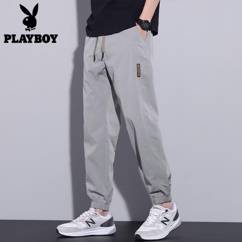 Playboy Men s Summer Ice Silk Drawstring Jogger Pants XL