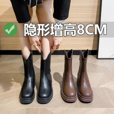Fashion Women's Soft Leather Short Boots 2024 New White Thick Sole Popular Single Layer Short Boots