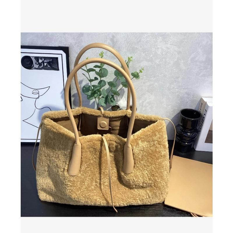 Large Capacity Simple Winter Women's Bag 2025 New Trendy Fashion Handbag One-shoulder Wool Foreign Style Tote Bag