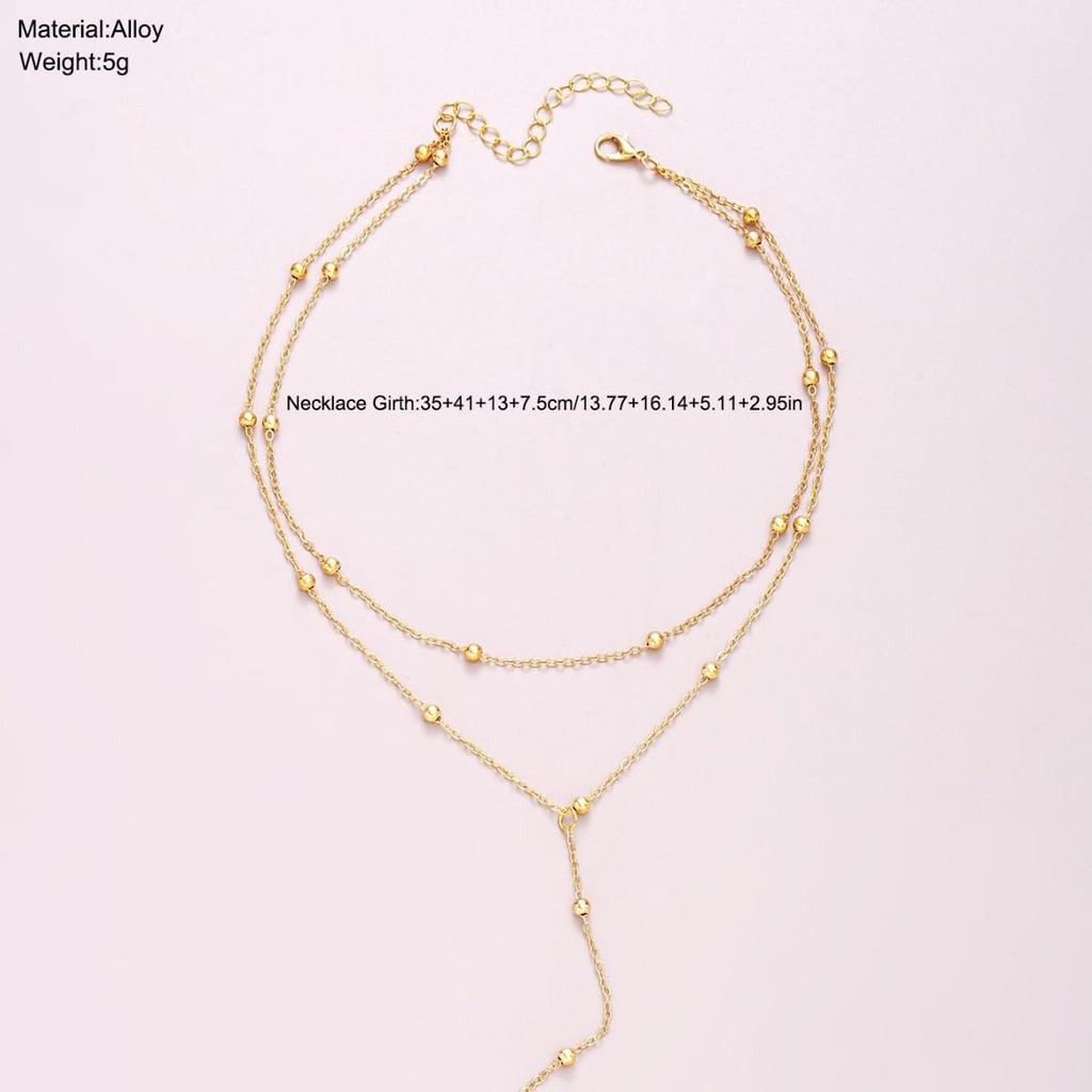 European & American Trendy Geometric Tassel Double-Layer Necklace - Light Luxury High-End Jewelry