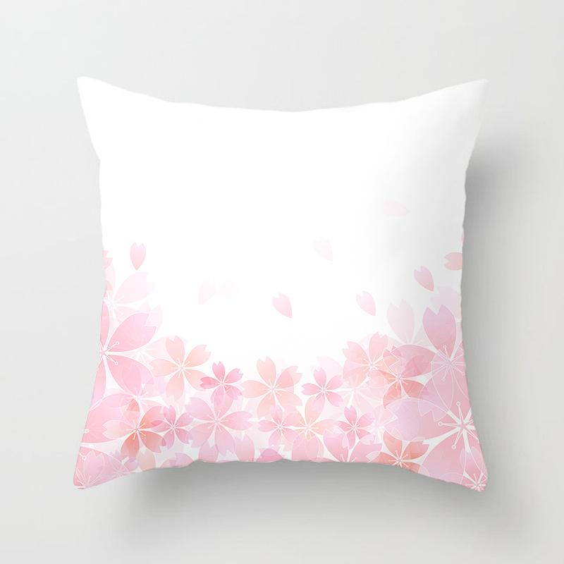 Peach Leather Velvet Fresh Pink Flower Pillowcase Home Sofa Pillow Cushion Cover Core-free