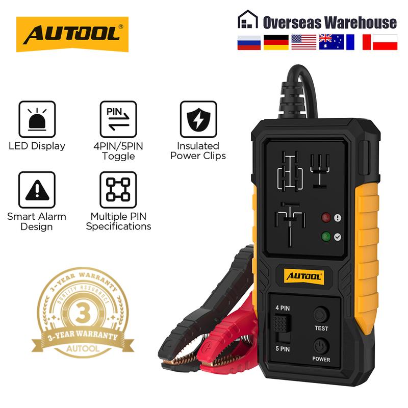 

AUTOOL RT120 Car Relay Tester Voltage Tester Universal 11-15V Automotive Car Battery Check LED Indicator Light Relay Diagnostic