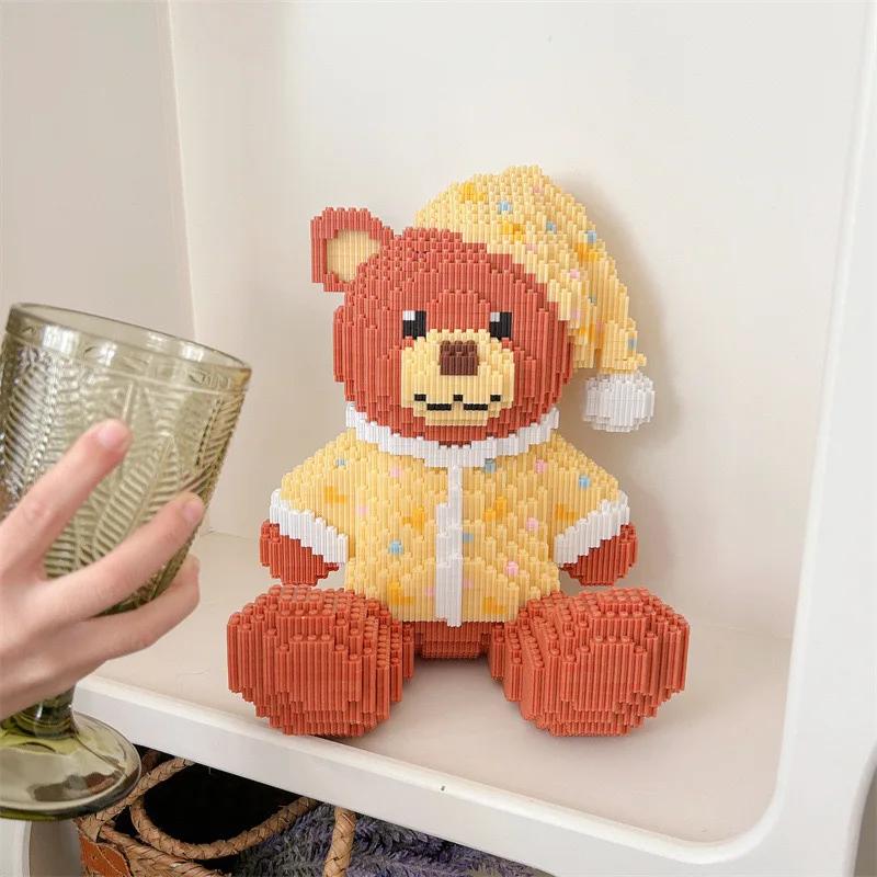 28cm Gray Goodnight Little Bear Children's Toy Building Block Small Particle Brick 3D Little Bear Model Kids Gift