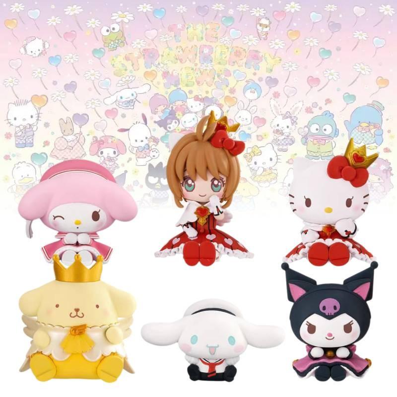 Cute Pvc Sanrio Collectible Figures Set With Kuromi Cinnamoroll Pudding Dog And Sakura Style