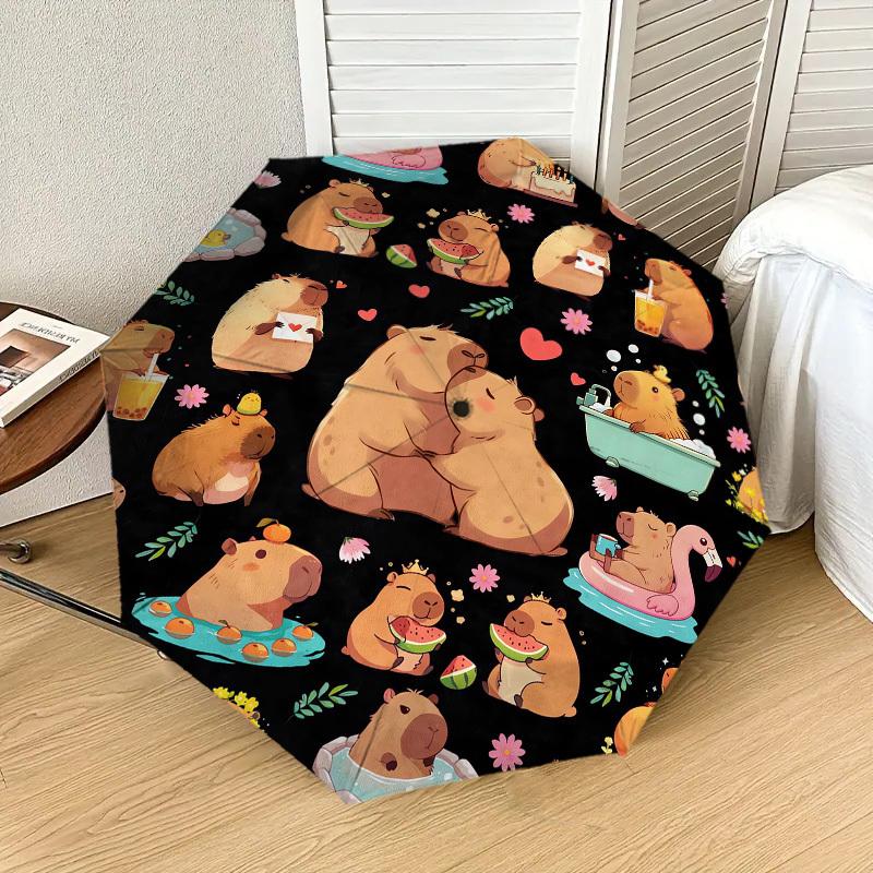 1pc Hamster Party Pattern Umbrella Design Automatic Opening and Closing Umbrella, High-quality Travel Umbrella,  c1128048