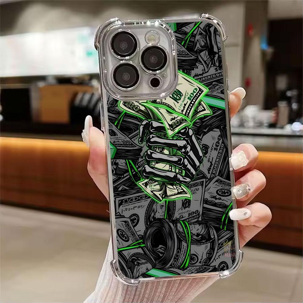 Black Dollar Time Is Money Phone Case for iPhone 11 13 15 16 17 Pro Max 14 Plus 17Air 16E 13 Pro 12 Mini 17Pro Soft Clear Cover