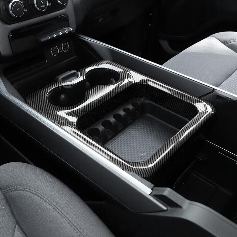 For  - 2024 Dodge RAM 1500 Carbon Fiber Center Console Cup Holder Cover Trim