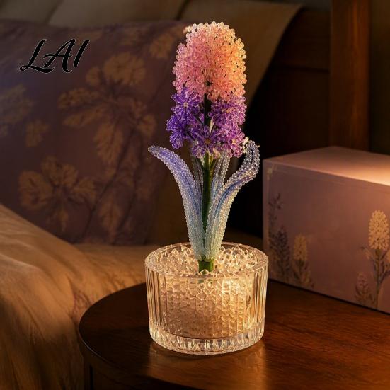Handmade Floral Craft Kit DIY Beaded Hyacinth Kit 3D Beading Flower Art Crafts Set Making Themed for Kids Adults Beginners Project