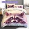 Biancheria da letto con motivo procione Decorazione per la casa Regalo di compleanno (1 * copripiumino + 2 * federa, senza nucleo)