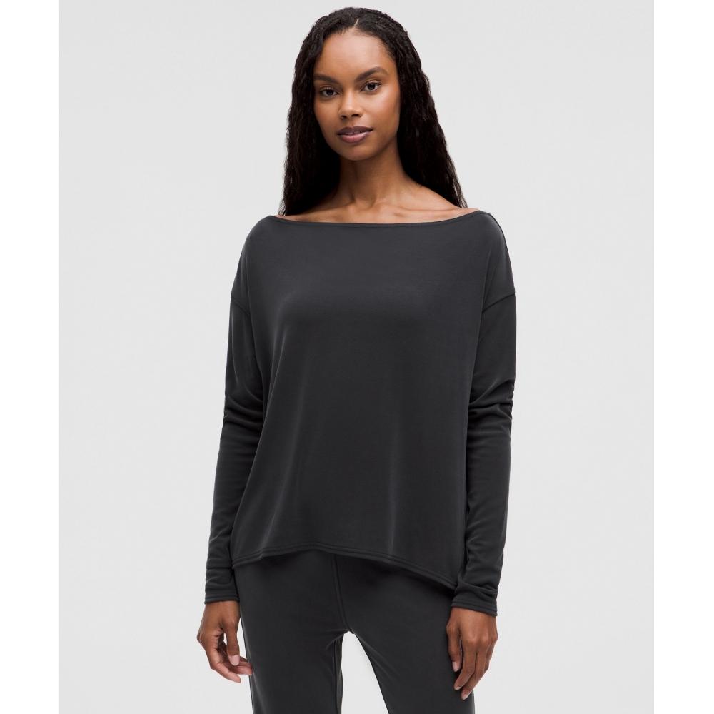 

Lululemon Drapey Softstreme Off The Shoulder Long Sleeve Shirt Black XXXS