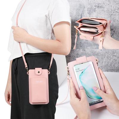 Touch Screen Mobile Phone Bag Female Crossbody Shoulder Bags Card Holder Women's Wallets Whitemarble Print Buttons Handbag Purse