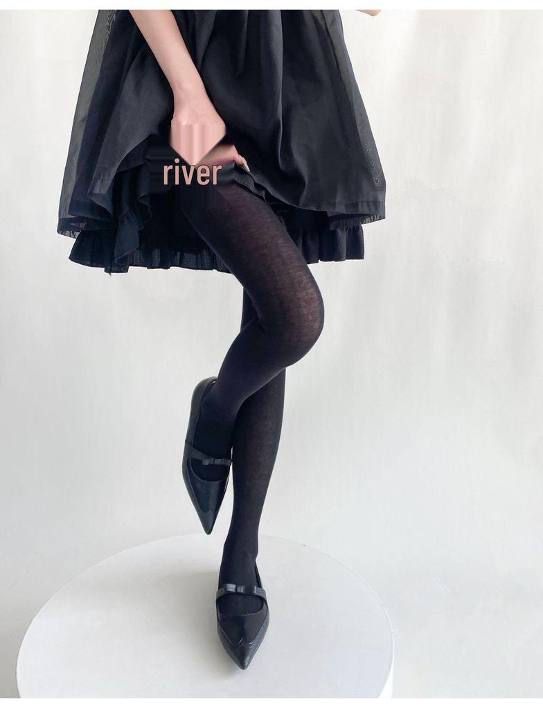 Women's Gray Sheer Thin Leggings - Spring/Summer Solid Color Cotton Knit Tights