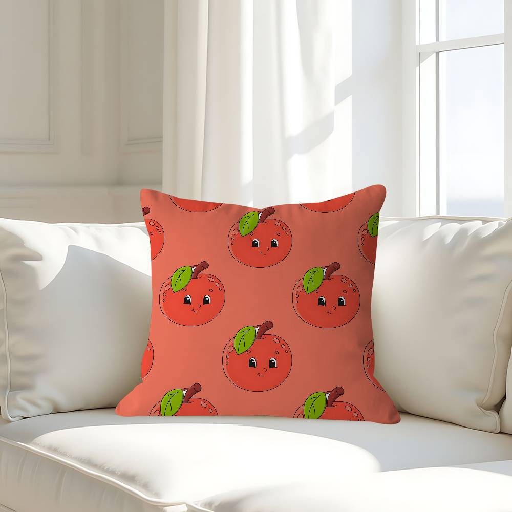 Cartoon Apple Simple Pillow Case Removable Washable Cushion Cover – All-Season Soft Linen