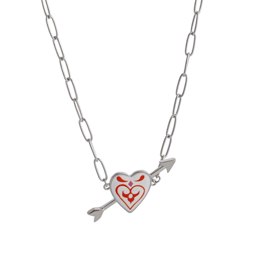 Retro Arrow-Through-Heart Necklace: Personalized Paperclip Chain, 18K Colorfast Copper, European/American Design Fashion.