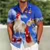 Rooster Pattern Printed Men's Shirt, Loose Casual Short-sleeve Top