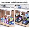 Under Sink Organizers 2 Tier Under Bathroom Cabinet Holder With Hooks & Hanging Cup, Multi-Purpose Storage Shelf For Kitchen