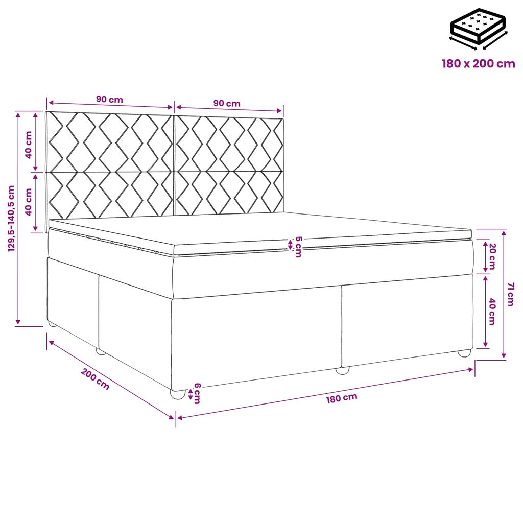 Box Spring Bed with Mattress Dark Brown 180 x 200 cm Fabric