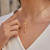 Yori Exquisite Linear Hollow Heart Key Pendant Necklace For Women Stainless Steel Delicate Daily Sweet Jewelry Accessories