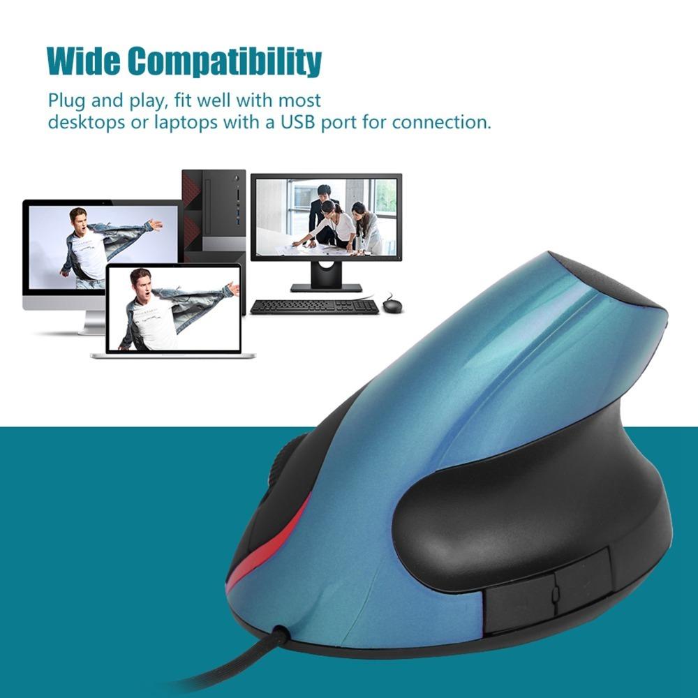 1200DPI Vertical Mouse 5 Buttons Gaming Mouse Comfort Grip Wired Mouse  Office