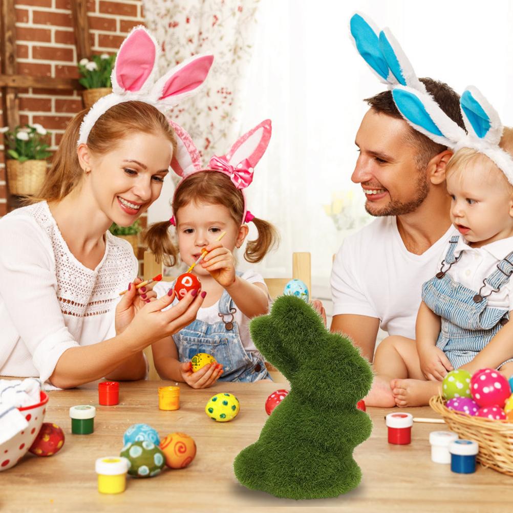 Artificial Moss Bunny Garden Statues Ornaments Durable Lightweight Artificial Animal Ornament for