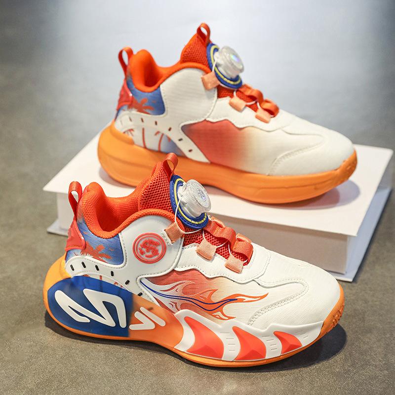 Guochao Girls Shoes 2025 Autumn New Mesh Breathable Running Sports Shoes Children's Non-slip and Wear-resistant Basketball Shoes