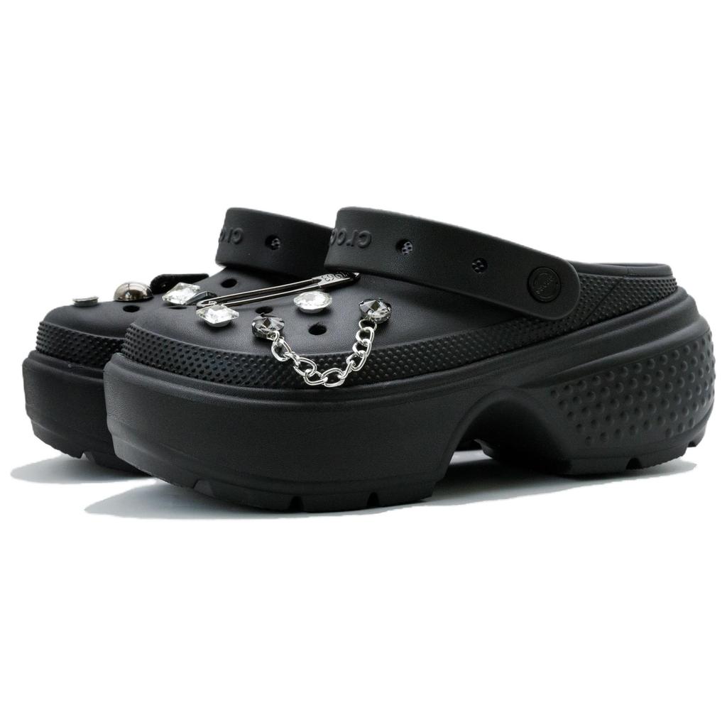 Crocs Stomp Gender-Conforming Needle EVA Simple Fashion Trend Casual Gift Box Edition Hole Shoes Unisex Style Black