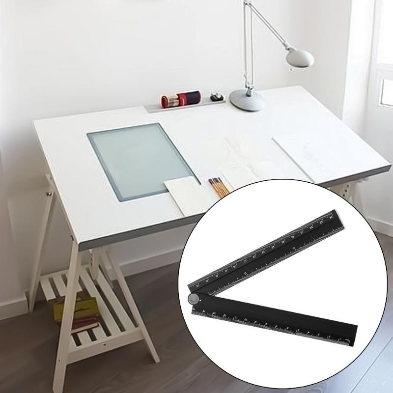30cm Aluminum Folding Rulers with Protractors Easy Carry  Drawing Tool Upgrades for Precise Measurements in Art & Designs