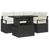 Ensemble de 5 Pièces de Canapé de Jardin avec Coussins en Rattan Poly Noir, Canapé de Jardin 2 Places avec Rangement 3357550