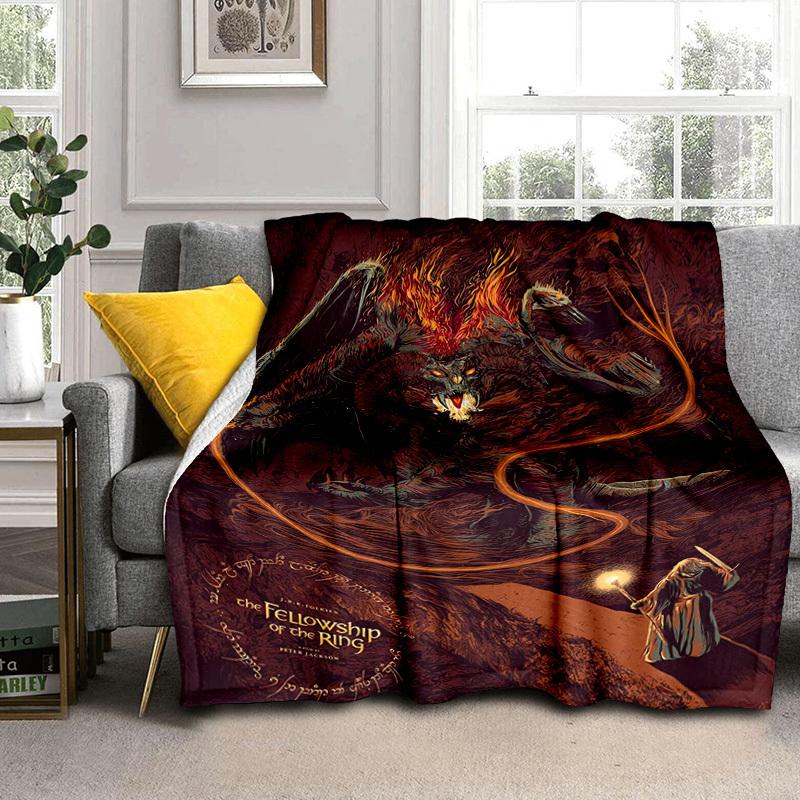 1pc Fellowship of the Ring Cartoon Blanket,Portable Throw for Travel & Camping, All Season Cozy Blanket,Ideal Gift
