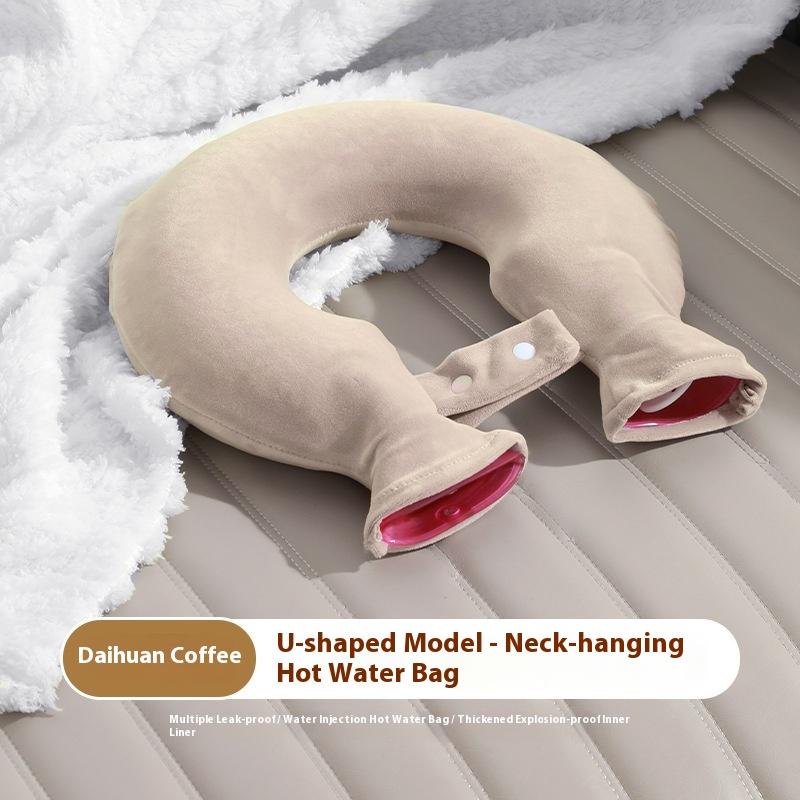 2025 Water-filled U-type Neck Warmer Neck-hanging Explosion-proof Hand Warmer Neck Hot Compress Hot Water Bottle Bag