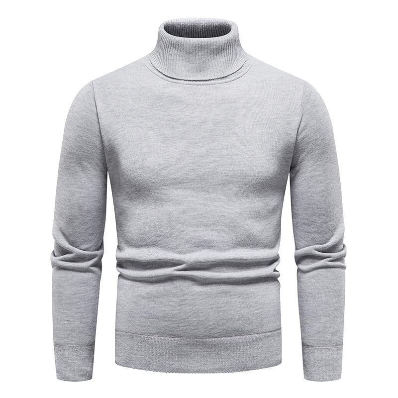 Men's Thick Knitted High-Neck Fleece Pullover Sweater - Autumn & Winter Casual Style