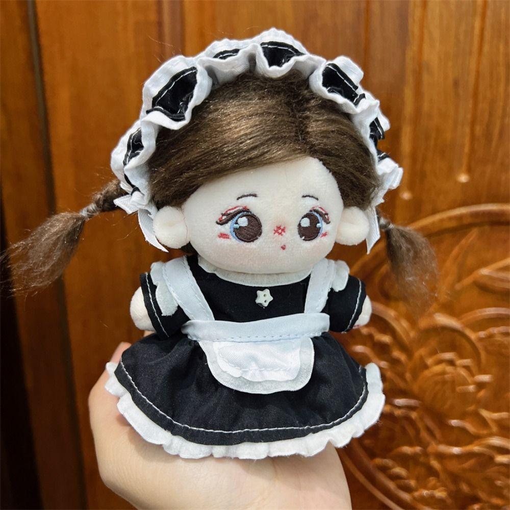 Camellia 10cm Doll Dress Retro Cotton Dolls Halter Dress Plush Dolls Cartoon Skirt  Doll Decoration