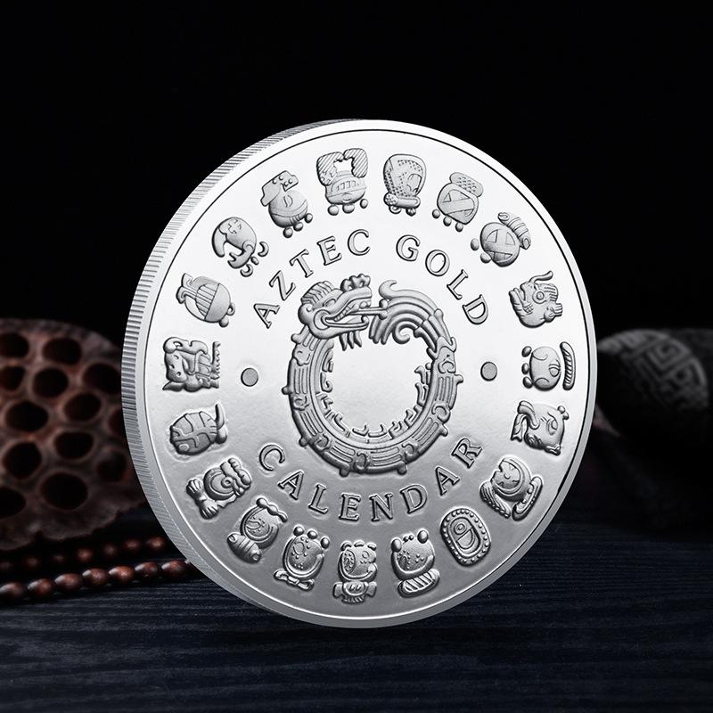 Moneta Souvenir Messico Calendario Maya Azteco Arte Profezia Cultura Monete d'Oro Collezionismo