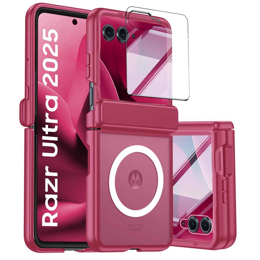 For Motorola Razr Ultra 2025 / Razr Ultra 2026 Magnetic Power,Slim Design,Screen Protector,Hinge Protection,Matte Shockproof Phone Case-Purple