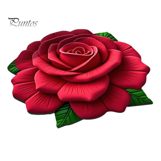 

Плюшевый цветочный напольный коврик, впитывающий диатомитовый напольный коврик, нескользящий 3D визуальный цветочный узор, ковер для спальни, прихожей, кухни 80 cm красный