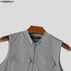 INCERUN Camisetas sin mangas casuales ajustadas con cremallera para hombre