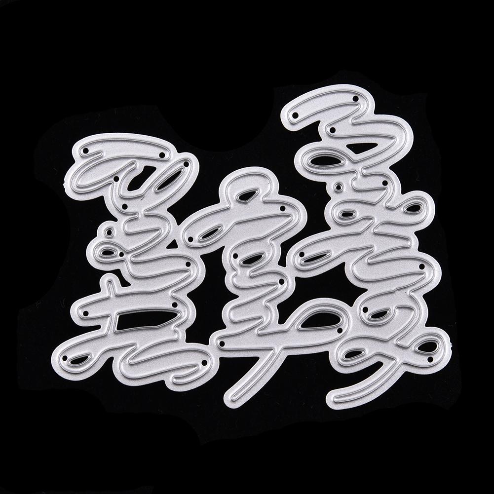 Alphabet Phrase Framework Metal Silvery Stencil Embossing Cutting Dies For Diy Scrapbooking Paper Album Cards Making