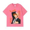 275 GSM Washed T-shirts 100% Cotton Chainsaw Man V56 Denji Print Unisex Heavy Cotton T Shirt