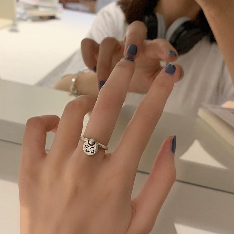 Unique 925 Silver Geometric Open Ring Trendy Ins Inspired Adjustable Finger Jewelry