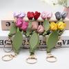 Car Decoration Tulip Flower Keychain Leather Keychain Pendant High Quality Bag Ornament  Gift Toys