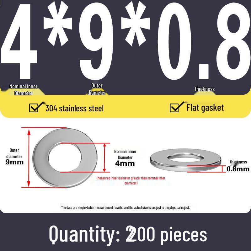Plochá podložka z nerezové oceli 304 pro nastavení vůle hřídele (0,1/0,2/0,3 mm)