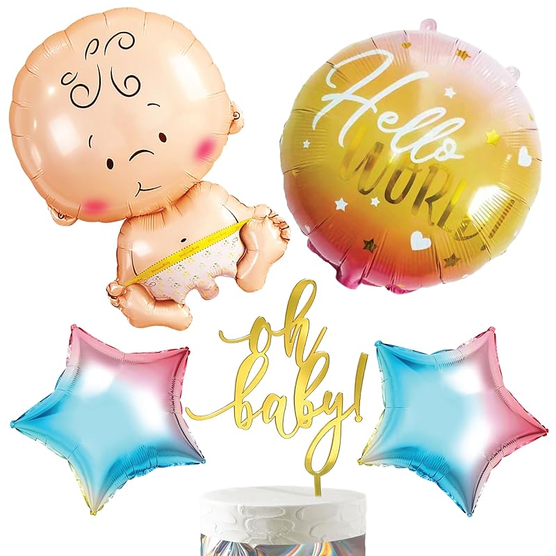 HaHaHa! [Cake Decoration Included!] Baby Celebration Balloon Set for Pregnancy Announcements, Gender Reveals, Baby Showers, Welcome Baby, Birthdays,