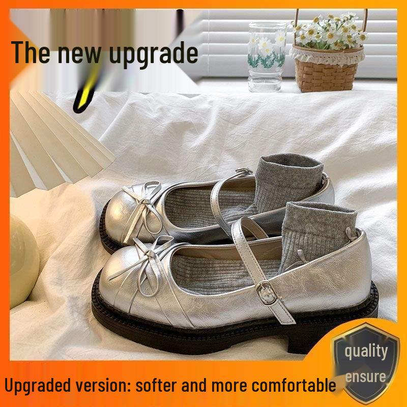 Fairy Style Women's Ballet Flats - 2025 Square Toe Low-Cut Mary Janes with Bow