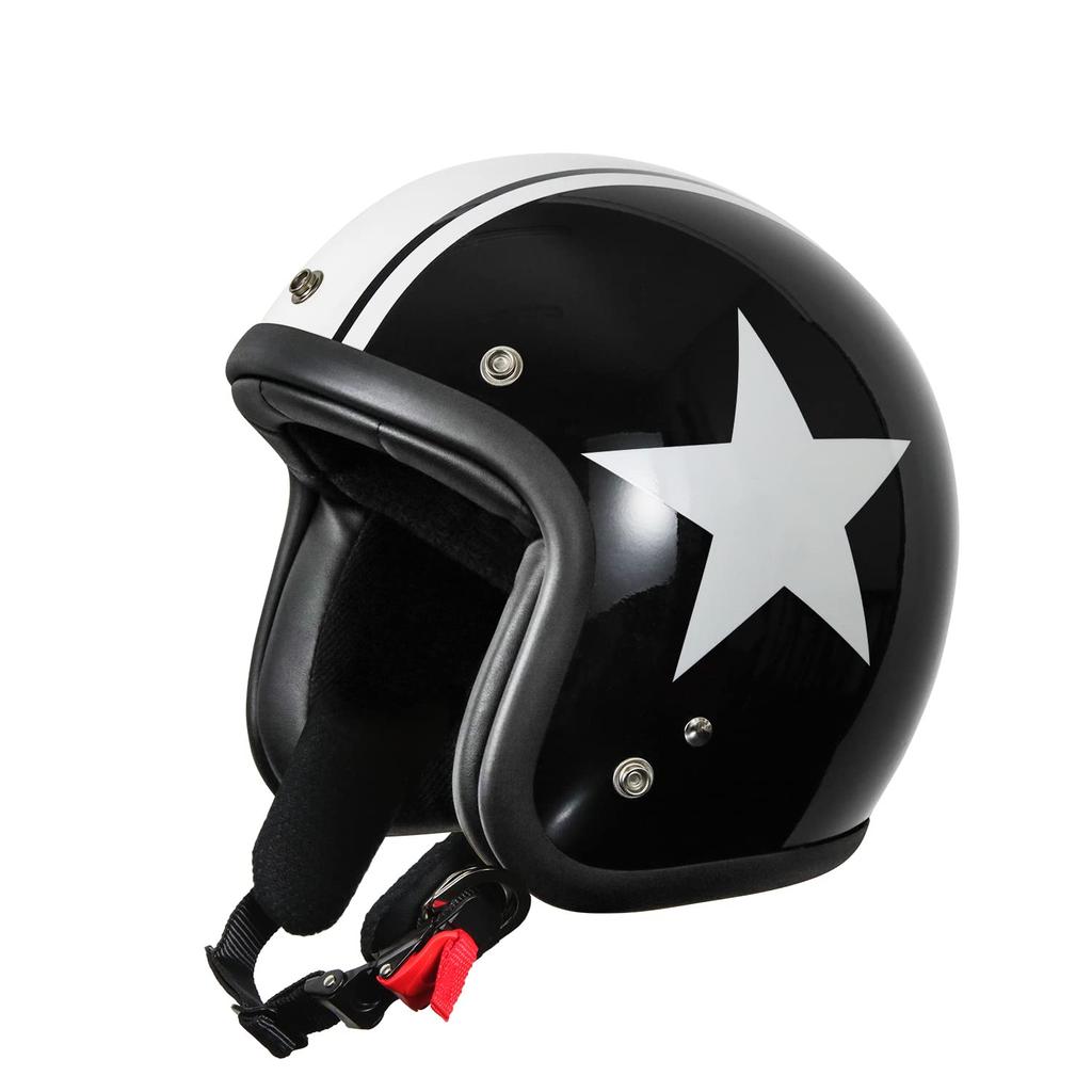 Bike Parts Center Helmet Small Jet Type C Free Size than Black/White (Less 57~60cm)