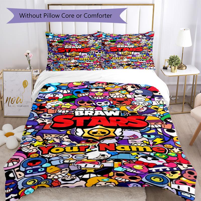 Supercell Personalized Text Bed Sheet Set Perfect for Living Rooms Breathable Duvet Cover Custom Room Decor