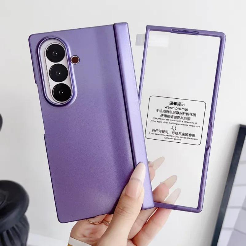 

Высококачественный чехол для телефона с цветной пленкой для экрана-конфеты для Samsung Galaxy Z Fold 7 6 5 4 3, ударопрочная защитная крышка с пружинным шарниром Galaxy Z Fold7 фиолетовый